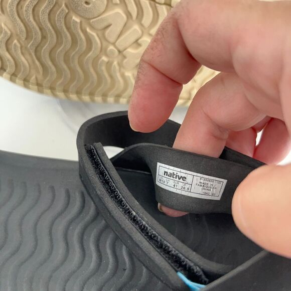 Native Juliet Shell Sandals Women's Size 10 Black Platform Ankle Strap Flat - Picture 11 of 14